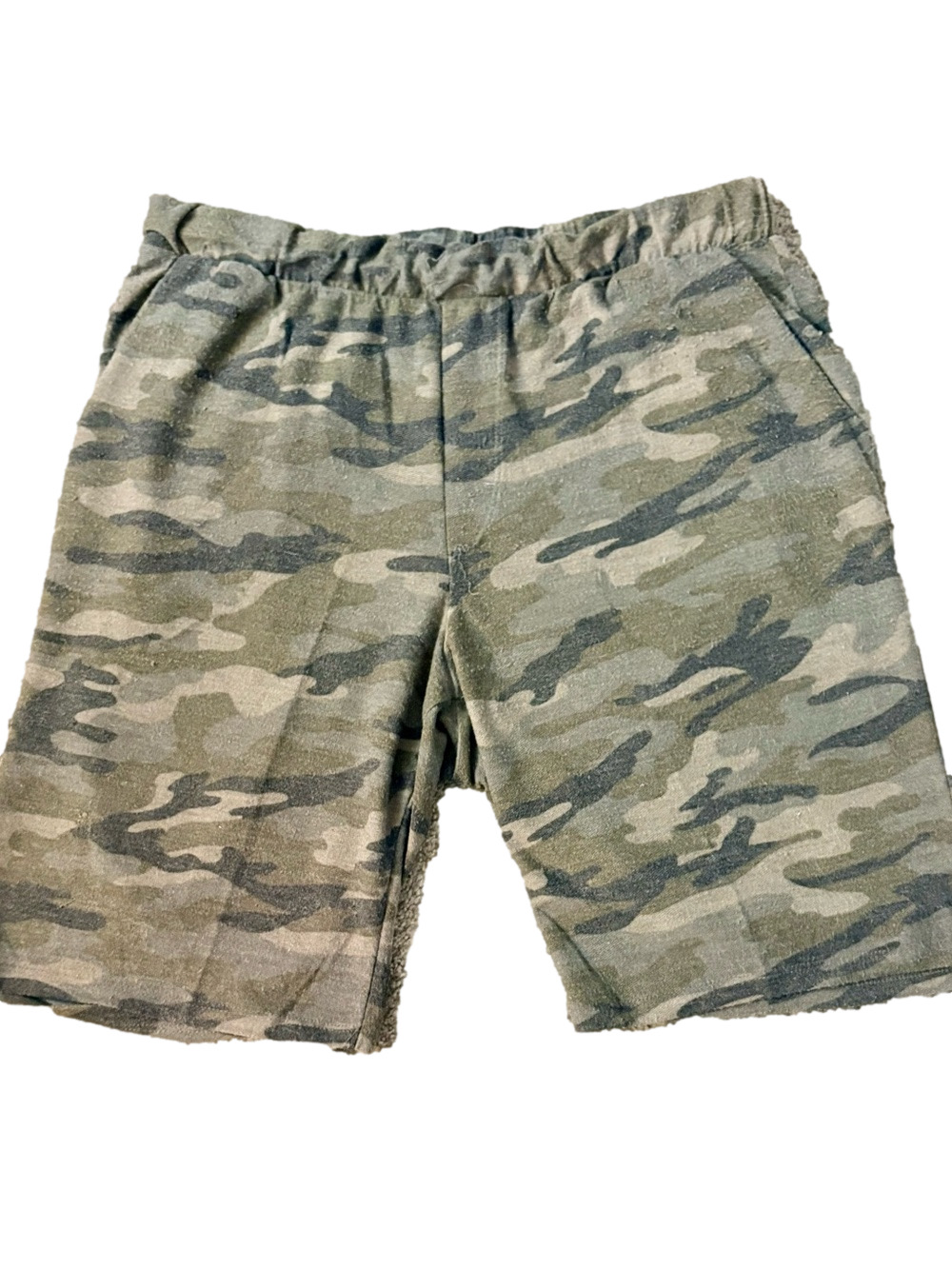 Men's Camo Elastic-Waist Shorts - Olive Green Size L